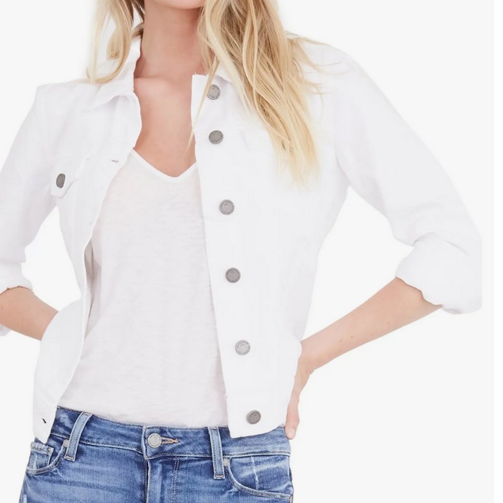 Paige Aveline Classic Denim Jacket Optic White, Size Medium